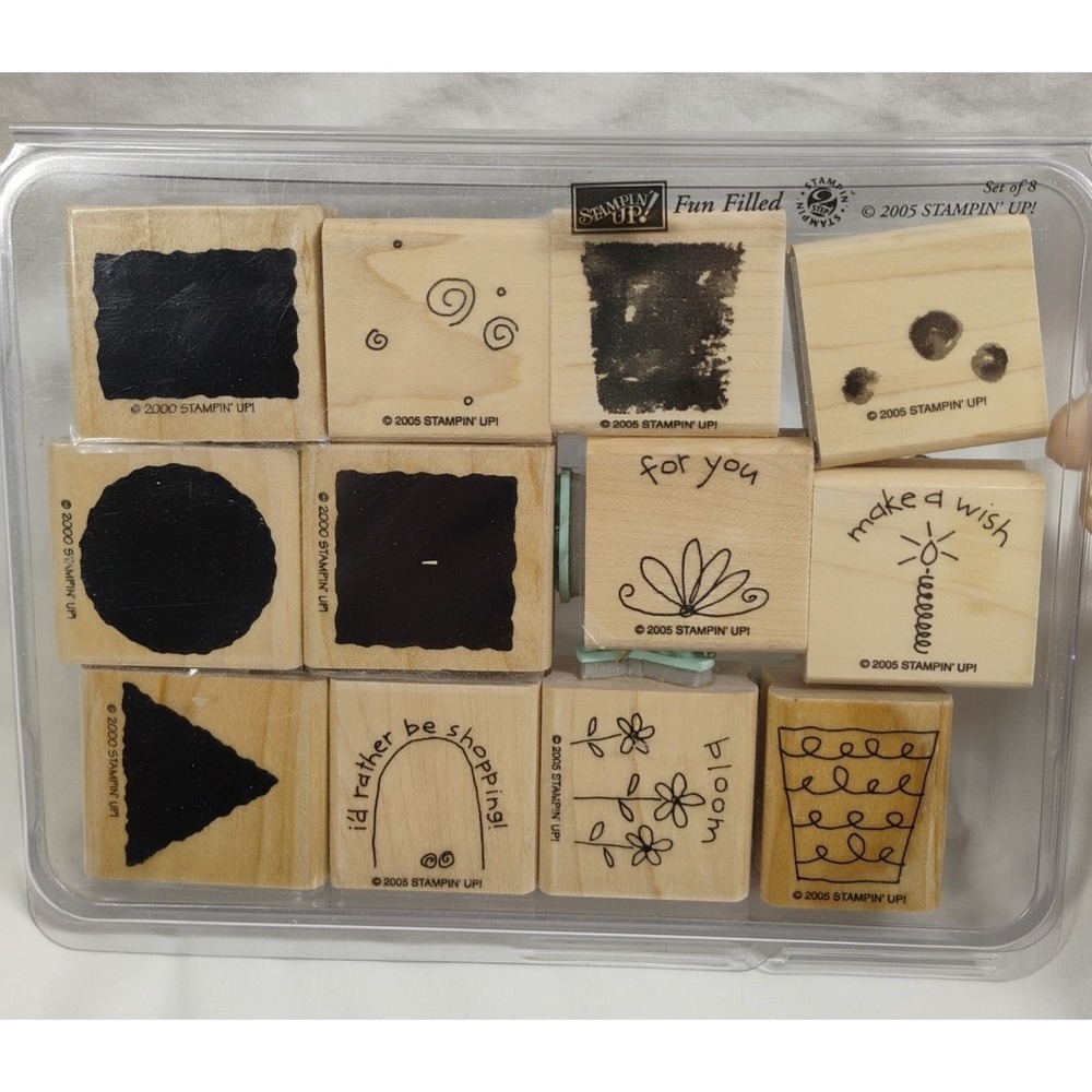Vintage Stampin Up 8pc Fun Filled & 4pc Shapes Stamps Sets NEW Crafting Rubber